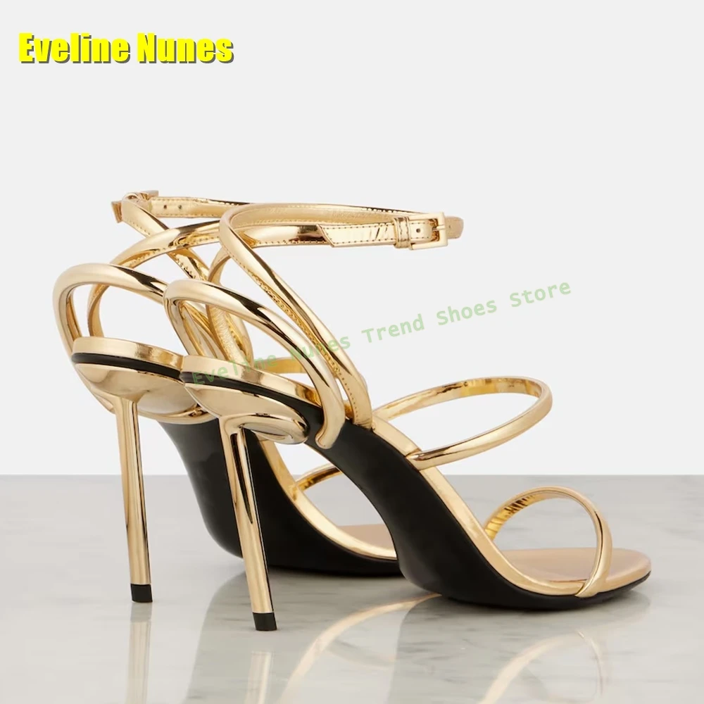 Golden Strappy Metallic Leathe – Sandal Strappy Heeled recenzja i cena