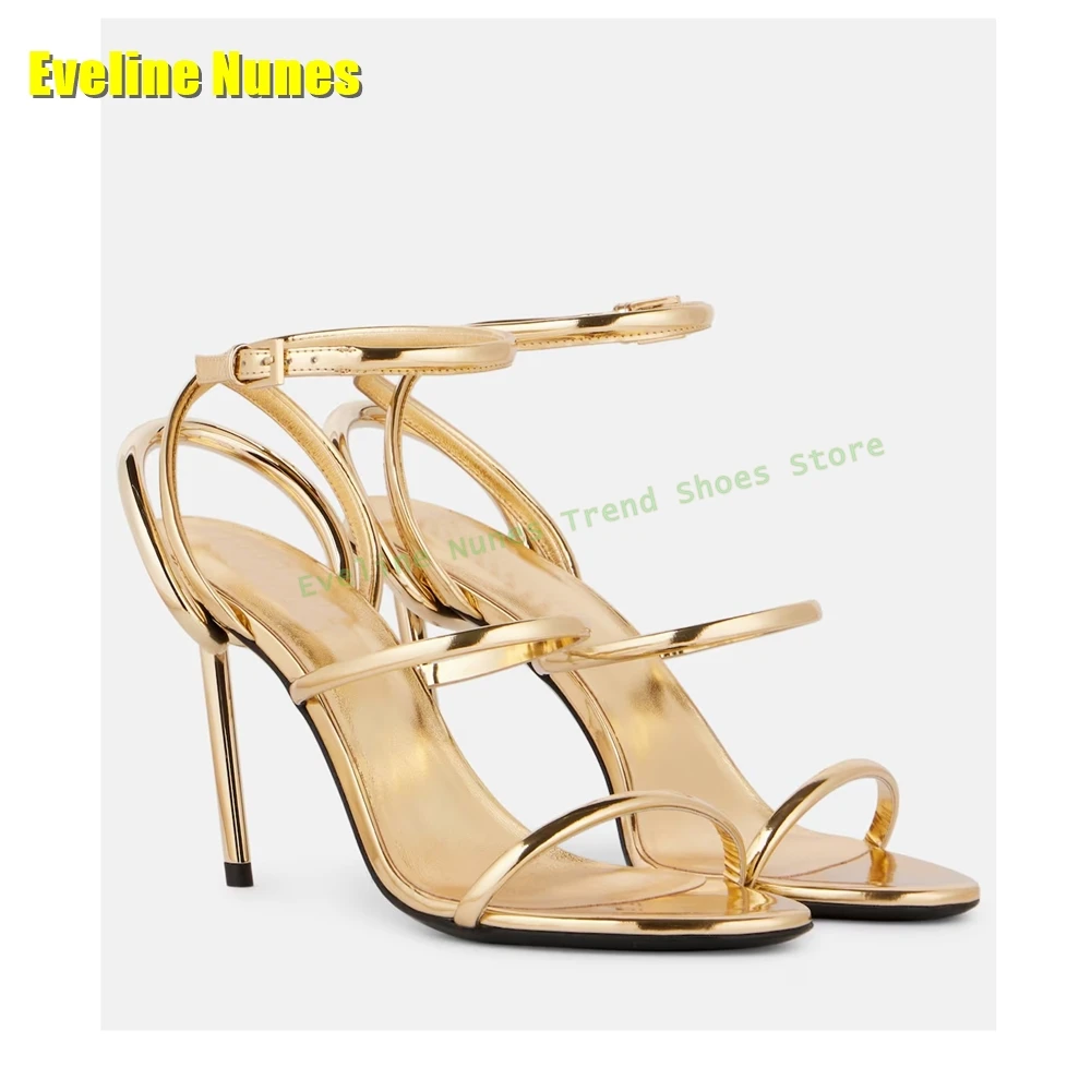 Golden Strappy Metallic Leathe – Sandal Strappy Heeled recenzja i cena