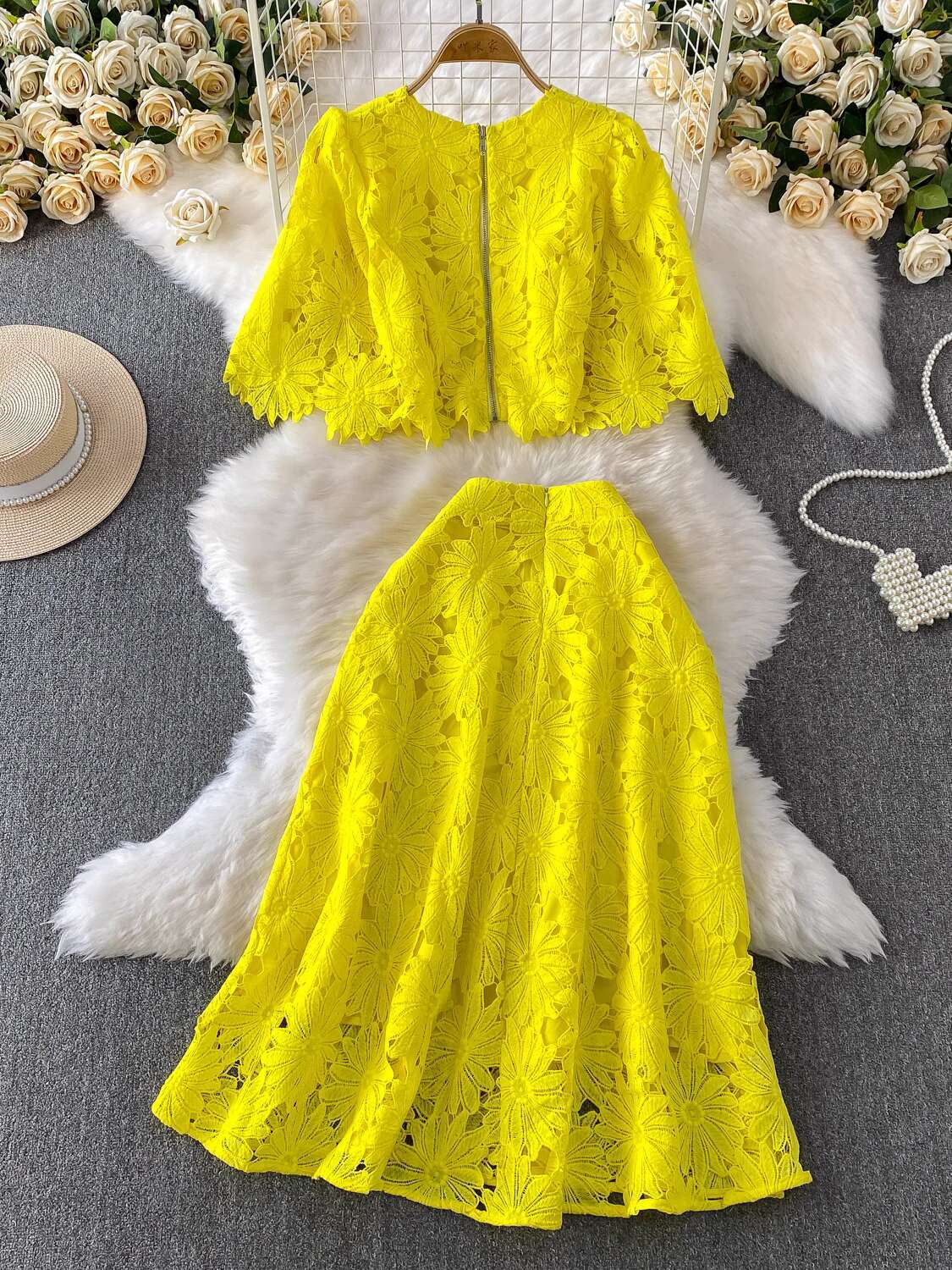 Elegant 2 Piece Set Women Summ – Crop Top Crochet recenzja i cena