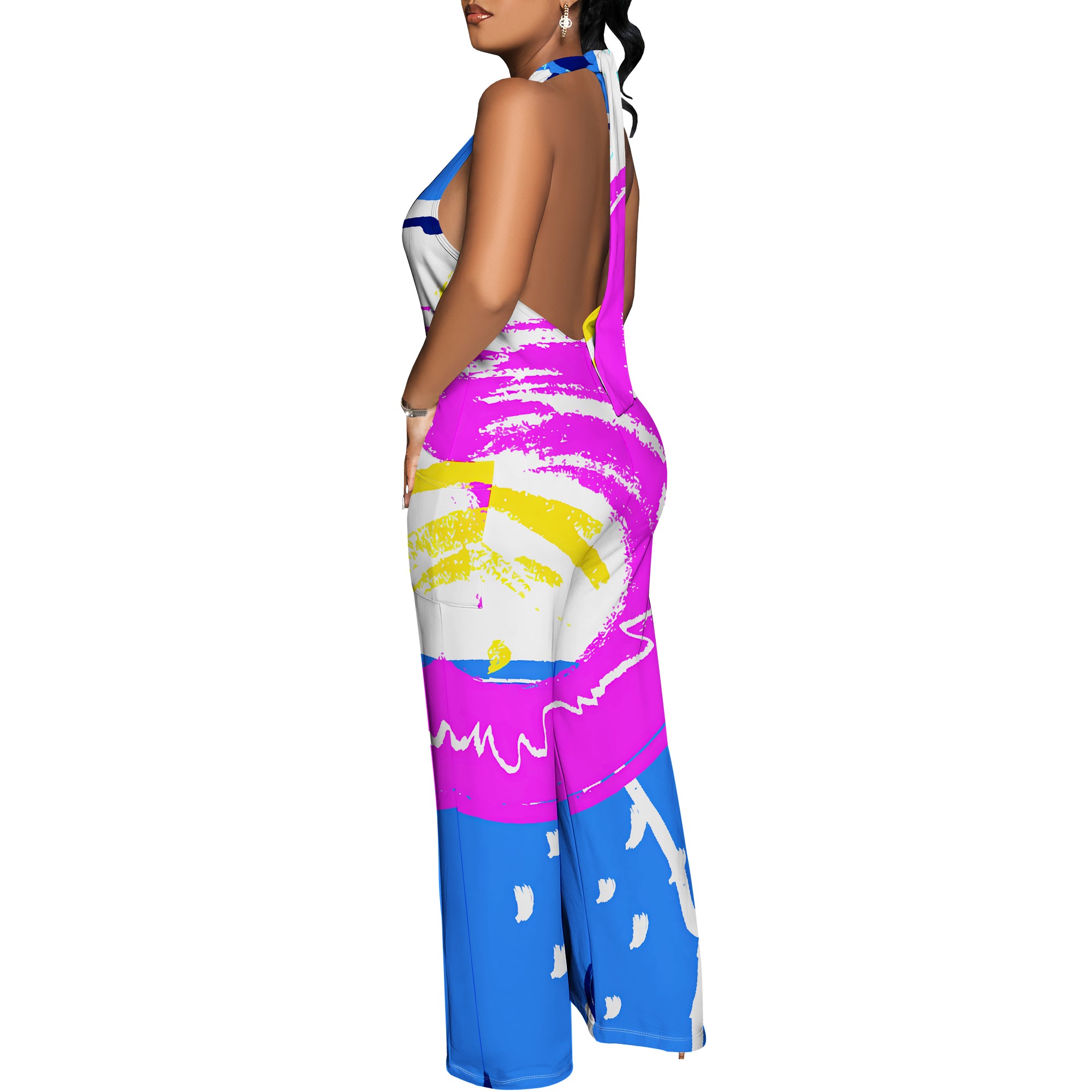 Bold Abstract Brushstroke Halt – Maxi Dress Halter recenzja i cena