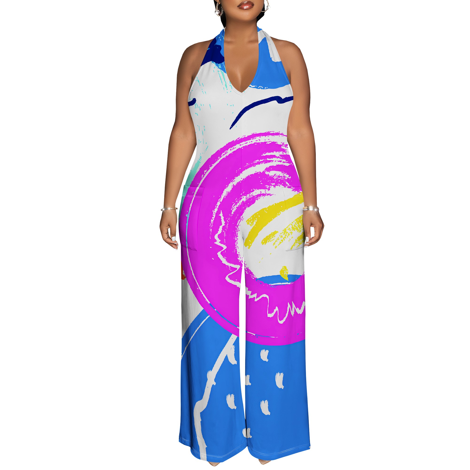 Bold Abstract Brushstroke Halt – Maxi Dress Halter recenzja i cena