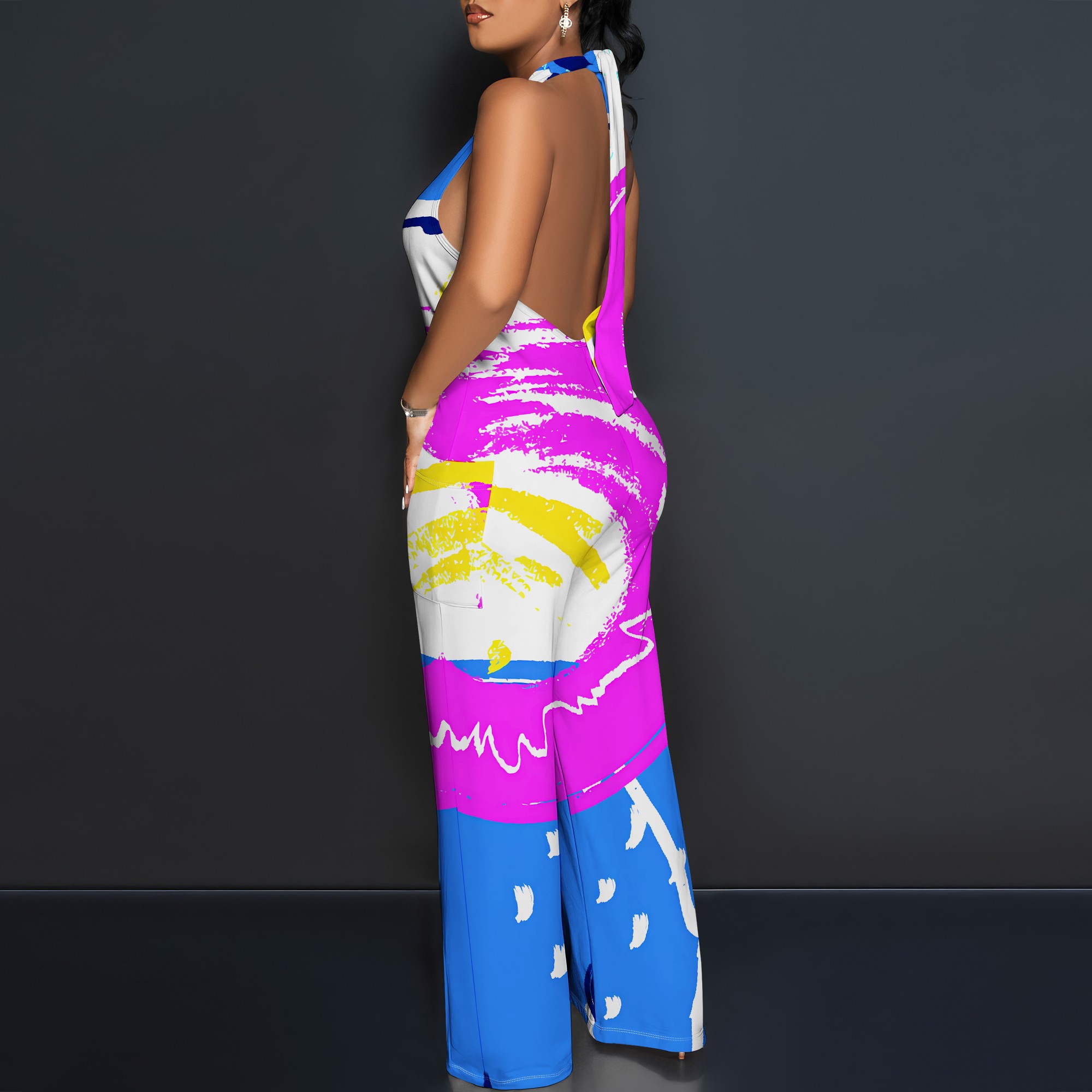 Bold Abstract Brushstroke Halt – Maxi Dress Halter recenzja i cena