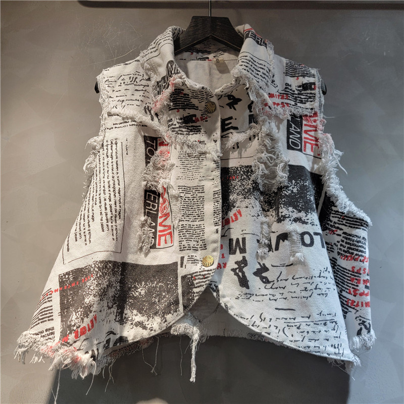Chic Women Newspapers Letters  – Shorts Denim Frayed recenzja i cena
