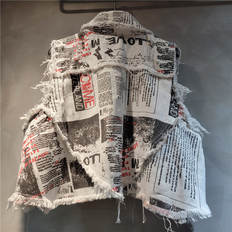 Chic Women Newspapers Letters  – Shorts Denim Frayed recenzja i cena