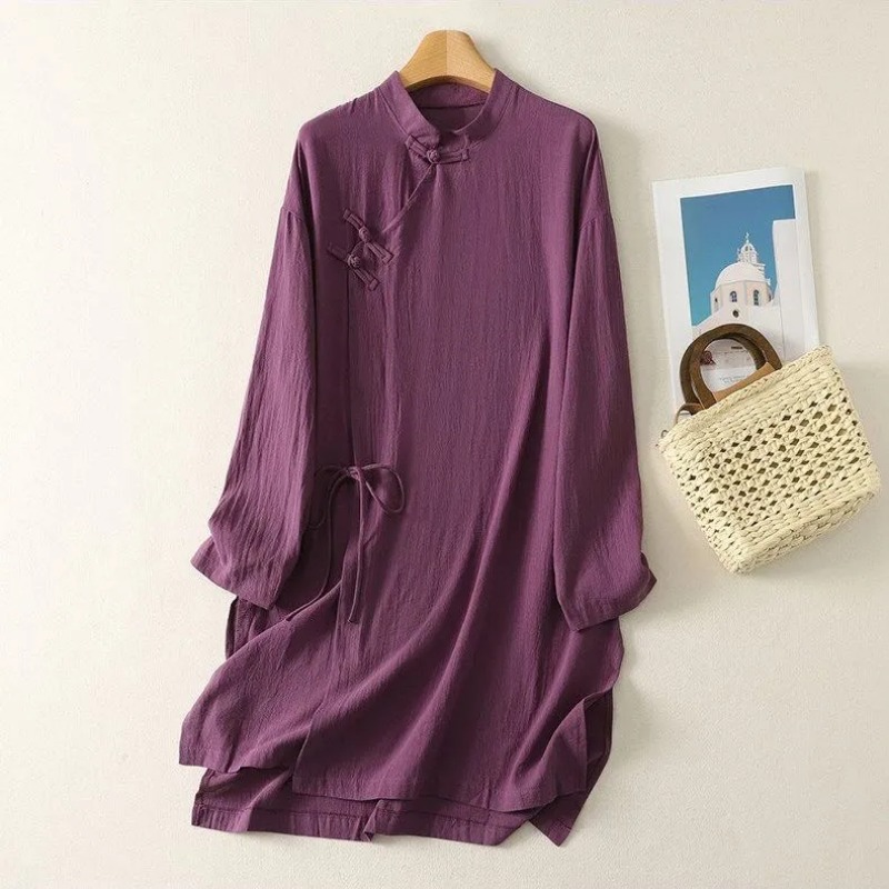 Women's Chinese Style Frog But – Linen Dress Wrap recenzja i cena