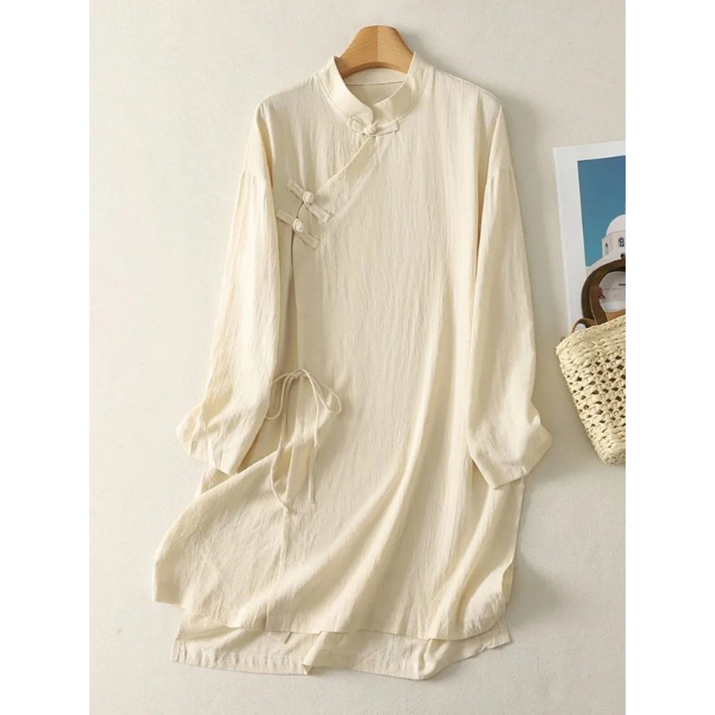 Women's Chinese Style Frog But – Linen Dress Wrap recenzja i cena
