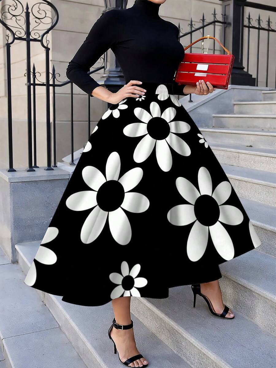 Oversized Womens Daisy Print M – Midi Skirt Floral recenzja i cena