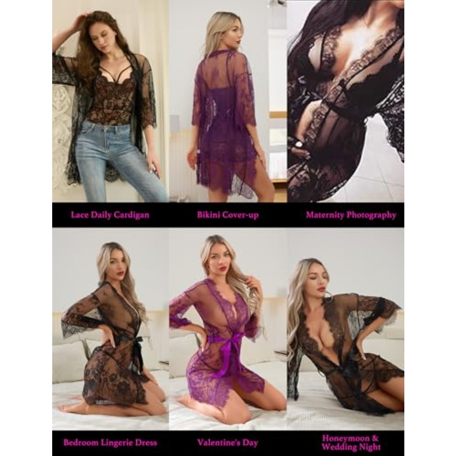 Narcisse Women's Floral Lace K – Kimono Sheer Floral recenzja i cena