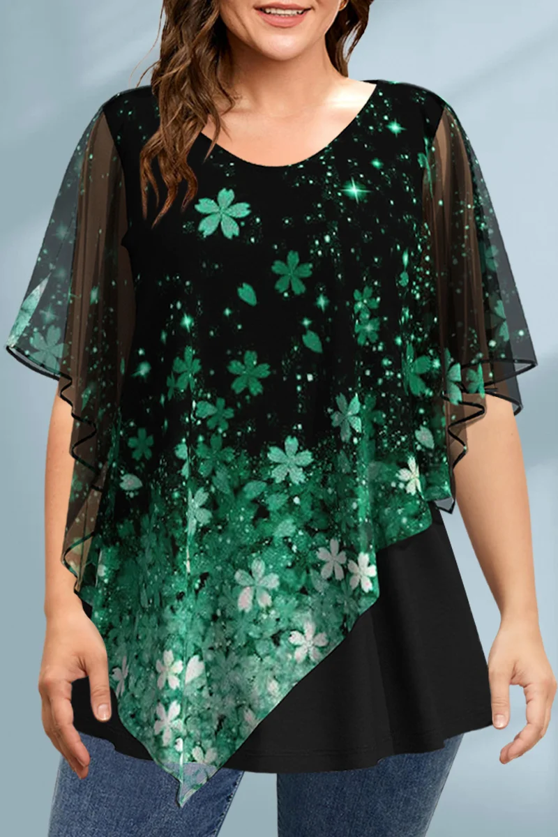Women's Plus Size Blouse Chiff – Romper Floral Print recenzja i cena