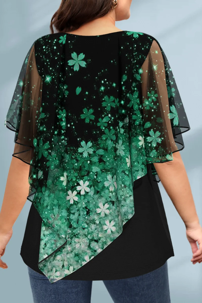 Women's Plus Size Blouse Chiff – Romper Floral Print recenzja i cena