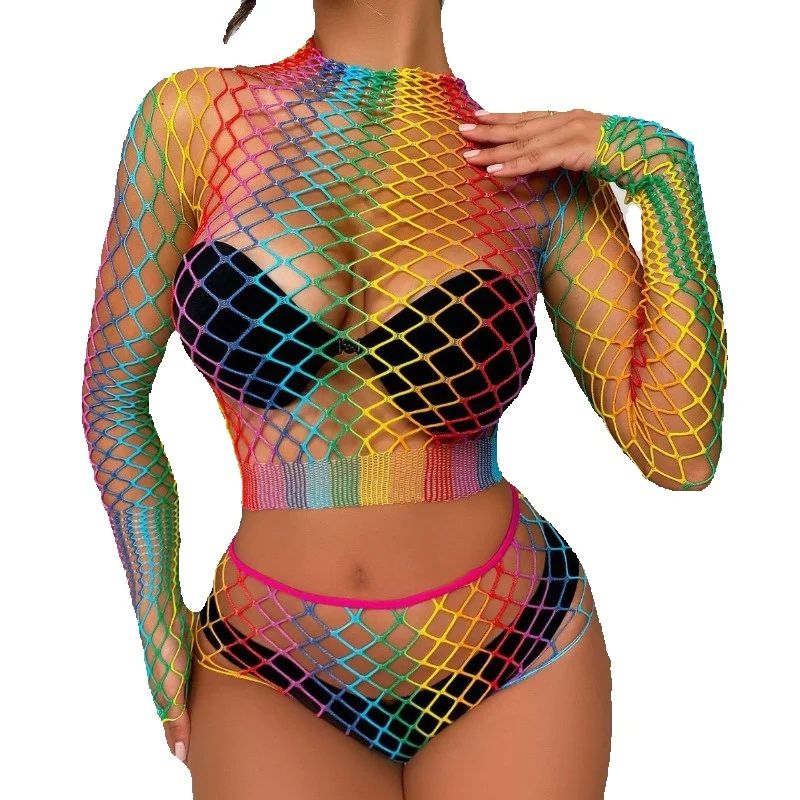 Sexy Rainbow Mesh Lingerie Set – Bralette Triangle Set recenzja i cena
