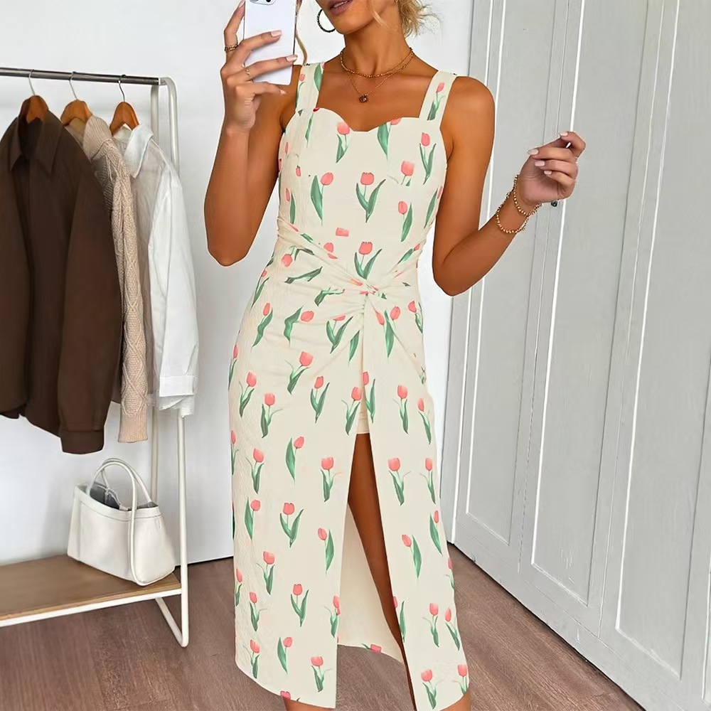 Fashionable Floral Print Crop  – Midi Skirt Floral recenzja i cena