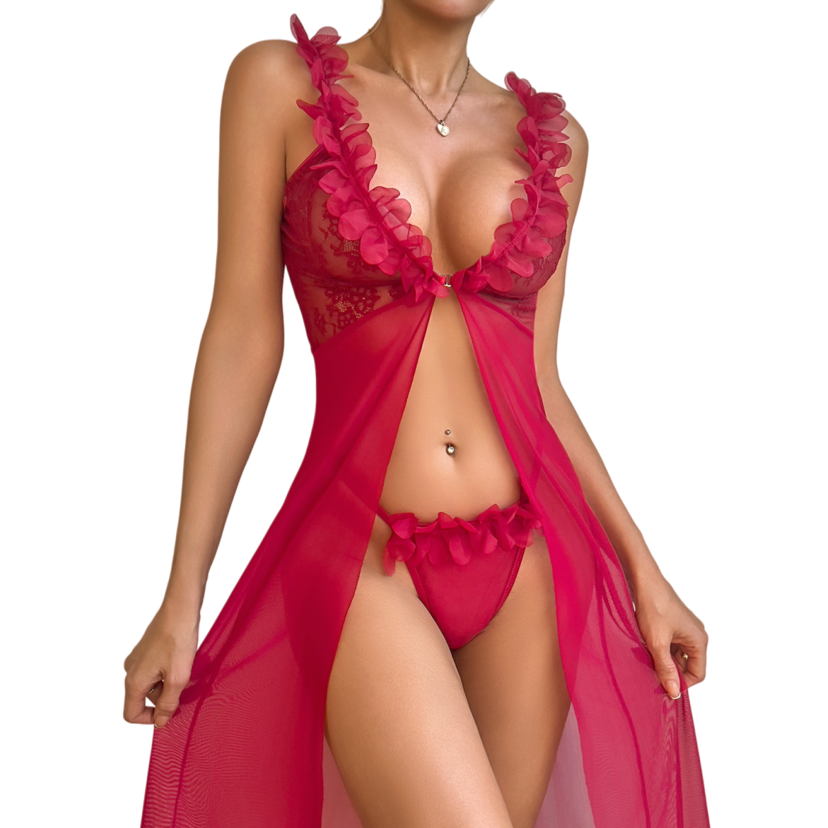 Women's Sexy Red Lace Robe & T – Kimono Sheer Floral recenzja i cena
