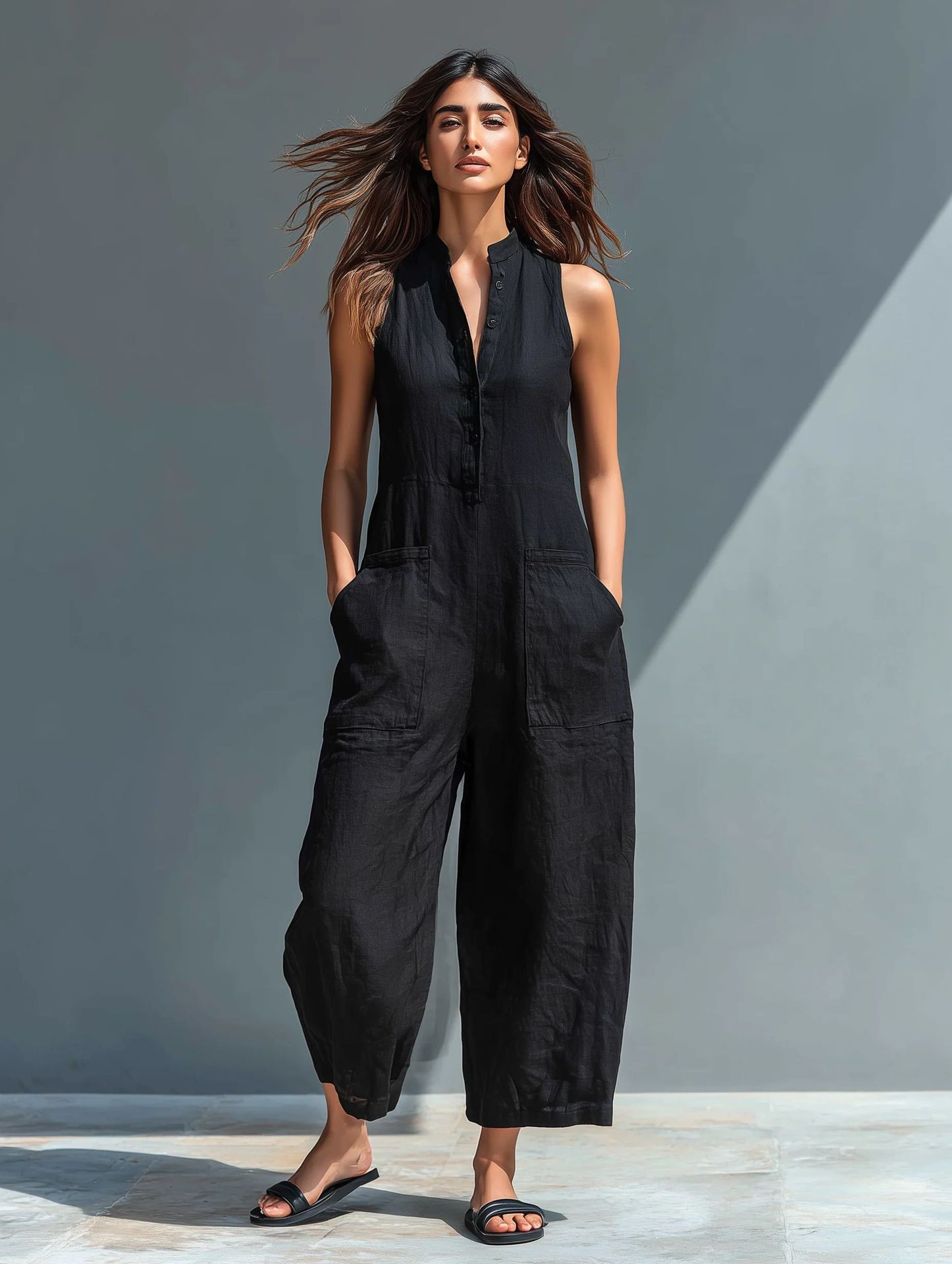Summer Women's Clothing Sleeve – Jumpsuit Linen Relaxed recenzja i cena