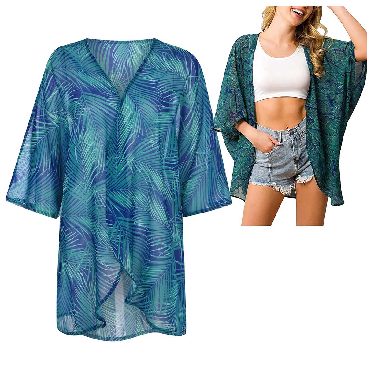 Women's Loose Sheer Chiffon Ki – Kimono Sheer Floral recenzja i cena