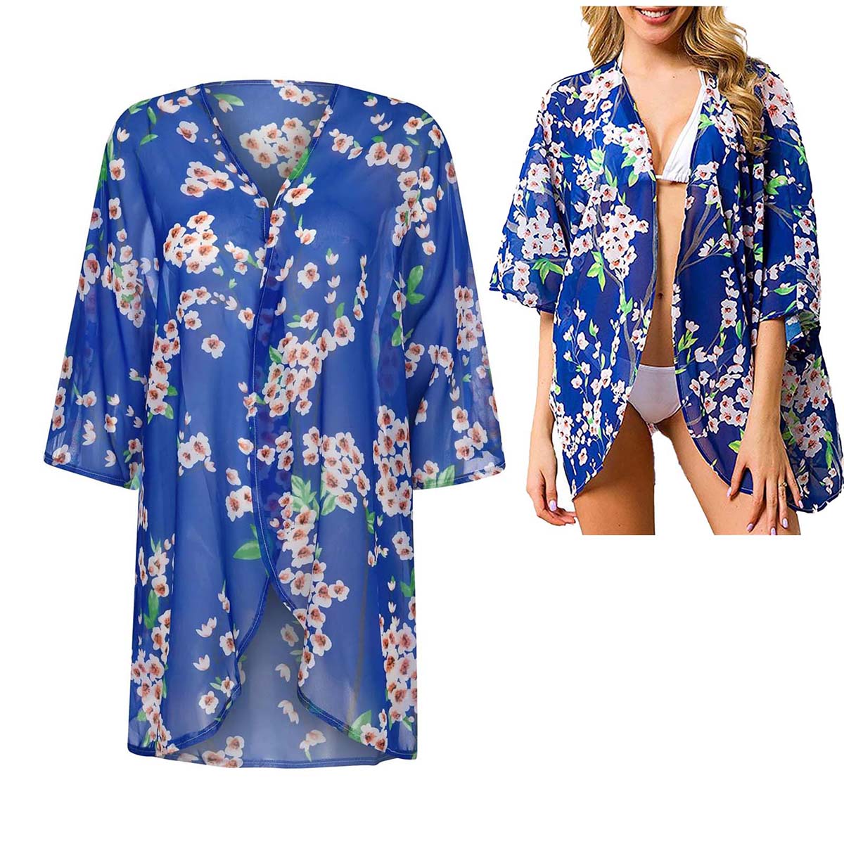 Women's Loose Sheer Chiffon Ki – Kimono Sheer Floral recenzja i cena