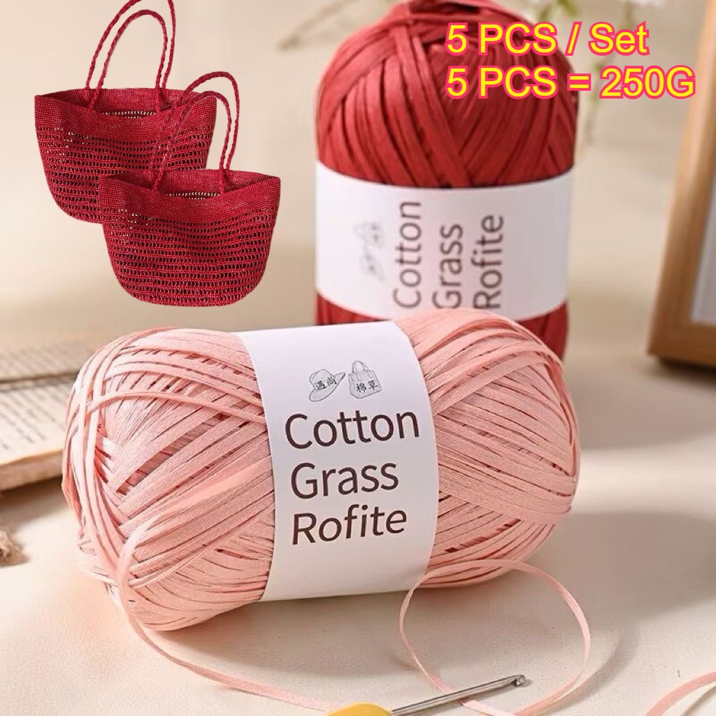 5PCS 250g Raffia Paper Rope Kn – Crochet Bag Raffia recenzja i cena
