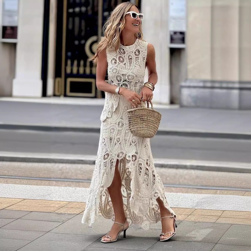 Elegant White 2 Piece Crochet  – Crop Top Crochet recenzja i cena