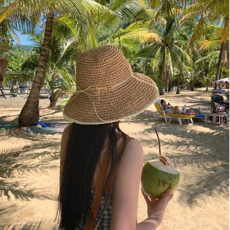 1pc Women's Summer Beach Straw – Hat Floppy Wide recenzja i cena