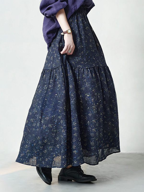 Floral Print High Waist A-Line – Midi Skirt Floral recenzja i cena