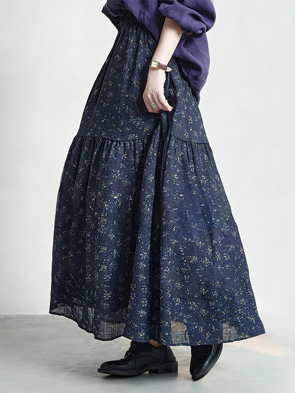 Floral Print High Waist A-Line – Midi Skirt Floral recenzja i cena