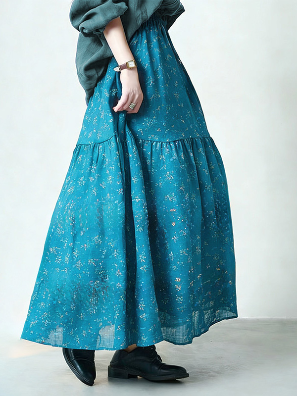 Floral Print High Waist A-Line – Midi Skirt Floral recenzja i cena