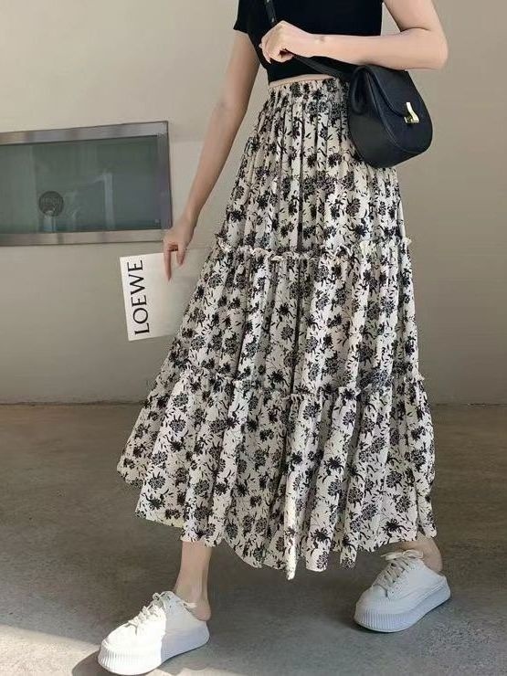 Floral Print A-Line Midi Skirt – Midi Skirt Floral recenzja i cena