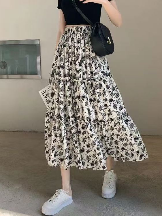 Floral Print A-Line Midi Skirt – Midi Skirt Floral recenzja i cena