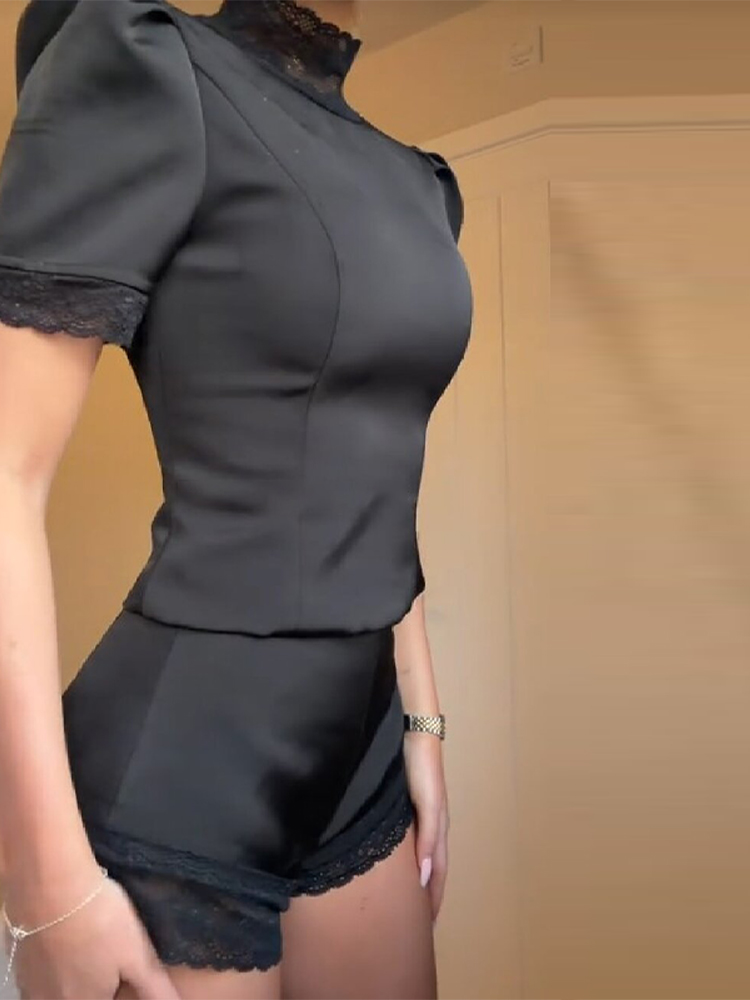 New Satin Lace Edge Top Short  – Blouse Off Shoulder recenzja i cena